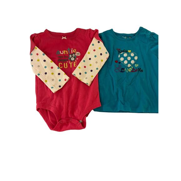 Carter and Jumping Beans Aunt Pink Onesie And Shirt - Picture 1 of 5